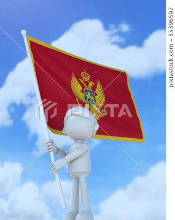 Montenegro athletes raising the national flag 55396597