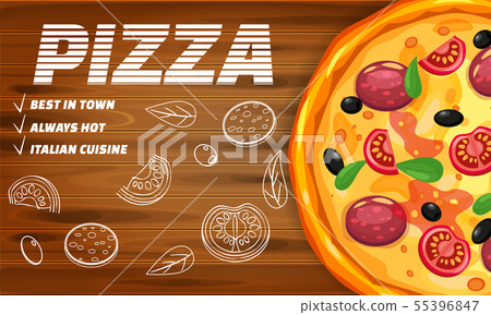 Pizza Pizzeria Italian Horizontal Template Stock Illustration