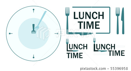 Set of signboards with lunch time text. Set of signboards with lunch time text. 55396958