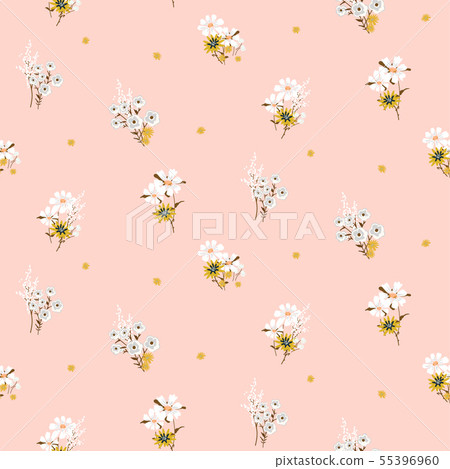 Flowers daisy vintage tender colors seamless vector pattern. Flowers daisy vintage tender colors seamless vector pattern. 55396960