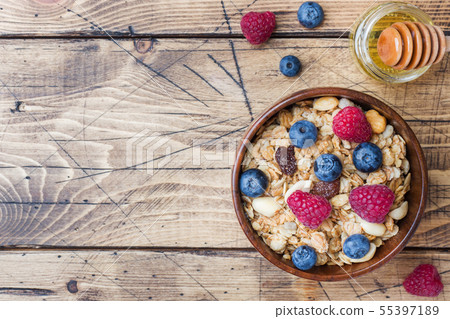 Healthy breakfast. Fresh granola, muesli Healthy breakfast. Fresh granola, muesli 55397189