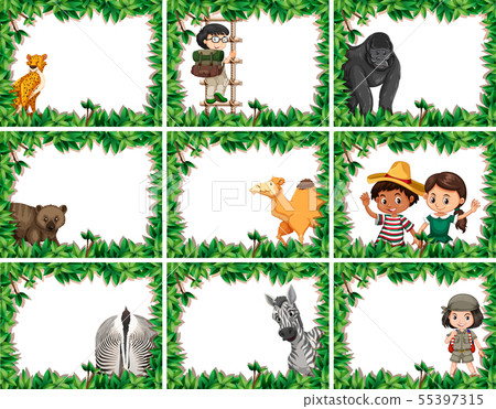 Animal frames with cheetah, ape, camel, zebra with Animal frames with cheetah, ape, camel, zebra with 55397315