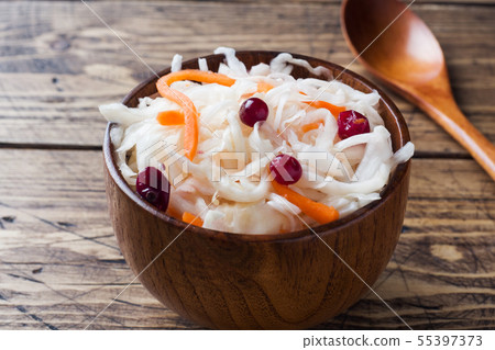Homemade sauerkraut with carrots and cranberries  55397373
