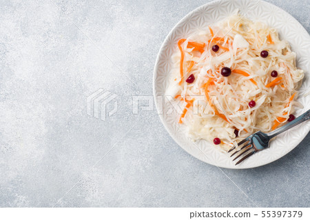 Homemade sauerkraut with carrots and cranberries  55397379
