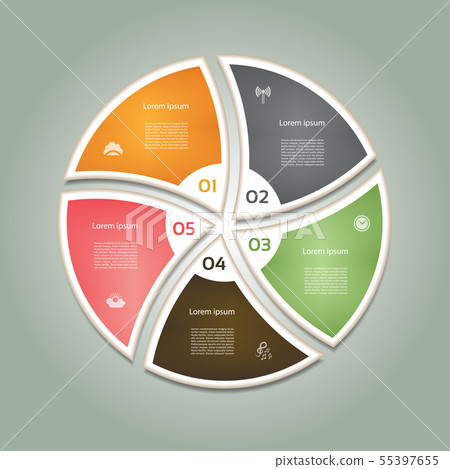 Cyclic diagram with five steps and icons. eps 10 Cyclic diagram with five steps and icons. eps 10 55397655