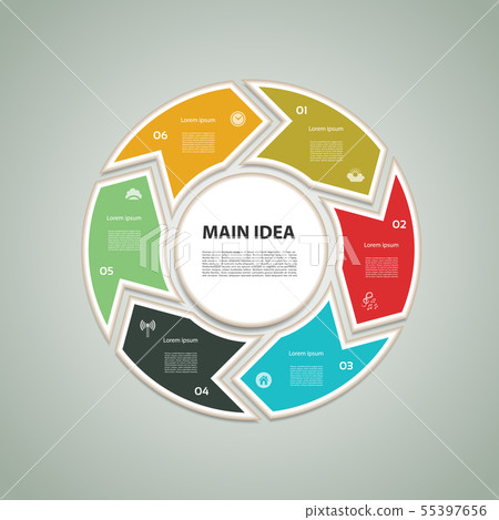 Cyclic diagram with six steps and icons. eps 10 Cyclic diagram with six steps and icons. eps 10 55397656
