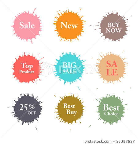 Business Colorful Vector Splashes Labels. Business Colorful Vector Splashes Labels. 55397657