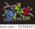 Triathlon racers and sign triathlon.  55398335
