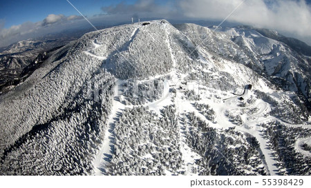 Shiga Kogen winter Yokote mountain ski area drone video 55398429