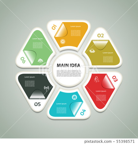 Cyclic diagram with six steps and icons. eps 10 Cyclic diagram with six steps and icons. eps 10 55398571