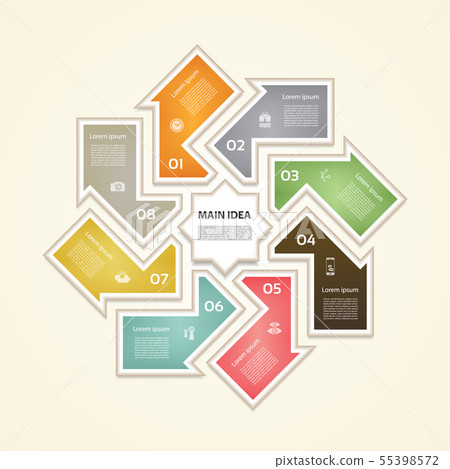 Cyclic diagram with eight steps and icons. eps 10 55398572