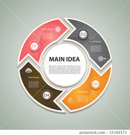 Cyclic diagram with four steps and icons. eps 10 Cyclic diagram with four steps and icons. eps 10 55398573