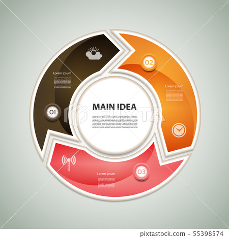 Cyclic diagram with three steps and icons. eps 10 Cyclic diagram with three steps and icons. eps 10 55398574