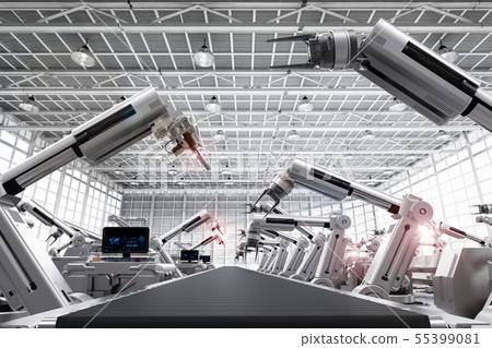 robot arms with conveyor line 55399081