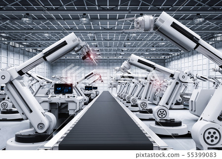 robot arms with conveyor line 55399083