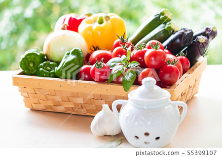 Ingredients for summer vegetables and ratatouille 55399107