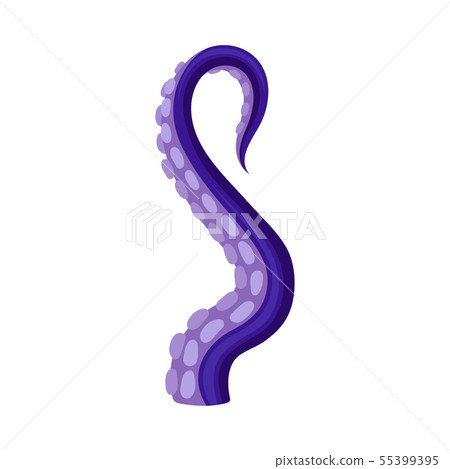 Violet tentacle octopus with a half-ring on the end to the right. Vector illustration on white 55399395