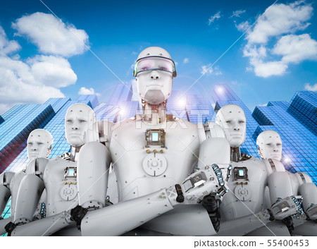 robot leader with team robot leader with team 55400453