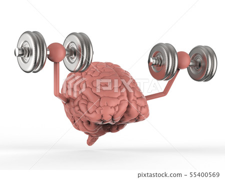 brain holding dumbbells brain holding dumbbells 55400569