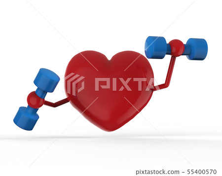 red heart holding dumbbells red heart holding dumbbells 55400570