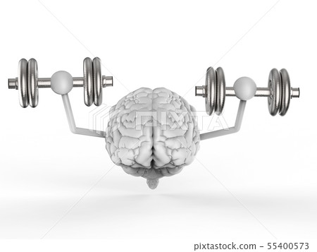 brain holding dumbbells brain holding dumbbells 55400573