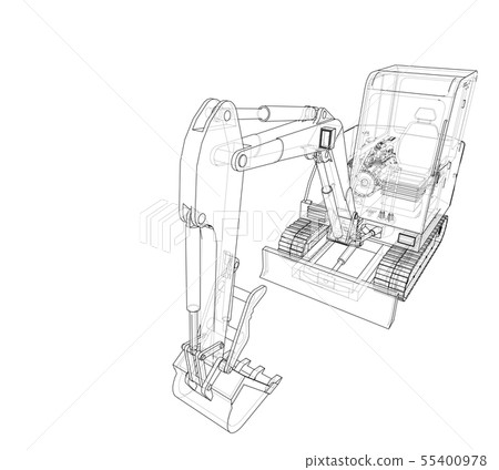 Sketch of Small Treactor with Actor. Vector 55400978