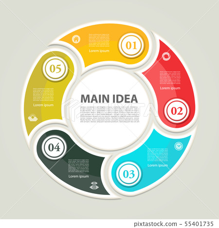 Cyclic diagram with five steps and icons. eps 10 Cyclic diagram with five steps and icons. eps 10 55401735