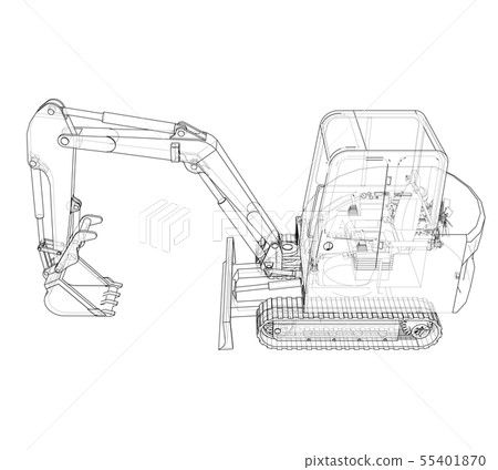 Sketch of Small Treactor with Actor. Vector 55401870