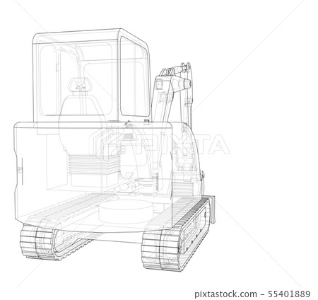 Sketch of Small Treactor with Actor. Vector 55401889