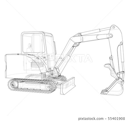 Sketch of Small Treactor with Actor. Vector 55401908