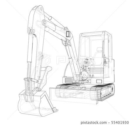 Sketch of Small Treactor with Actor. Vector Sketch of Small Treactor with Actor. Vector 55401930