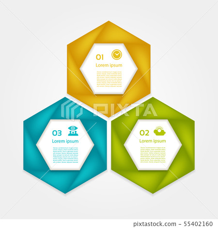 Cyclic diagram with three steps and icons. Cyclic diagram with three steps and icons. 55402160