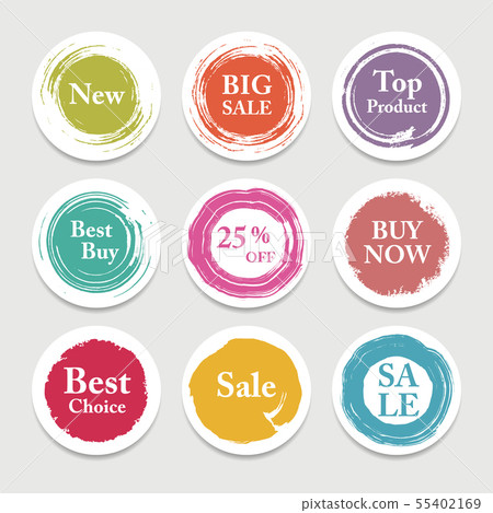 Colorful vector paper circle, sticker, label Colorful vector paper circle, sticker, label 55402169