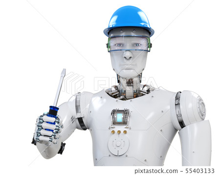engineer robot wearing safety helmet engineer robot wearing safety helmet 55403133