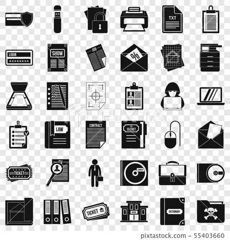Computer document icons set, simple style 55403660