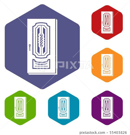 Closed door icons vector hexahedron Closed door icons vector hexahedron 55403826