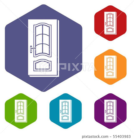 Vertical door icons vector hexahedron Vertical door icons vector hexahedron 55403983