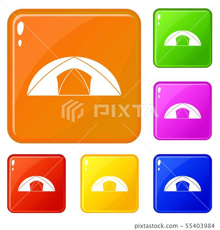 Dome tent for camping icons set vector color 55403984