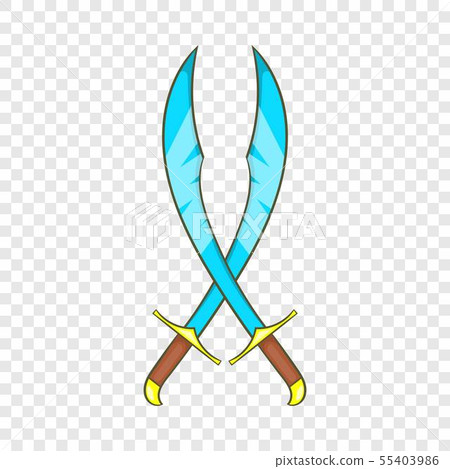 Crossed scimitars icon, cartoon style 55403986