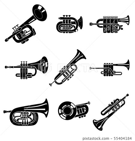 Trumpet icons set, simple style Trumpet icons set, simple style 55404184