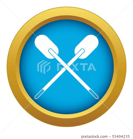 Two wooden crossed oars icon blue vector isolated Two wooden crossed oars icon blue vector isolated 55404235