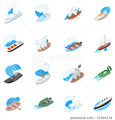 Seafarer icons set, isometric style 55404236