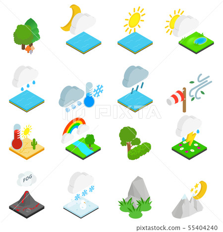 Weather condition icons set, isometric style 55404240
