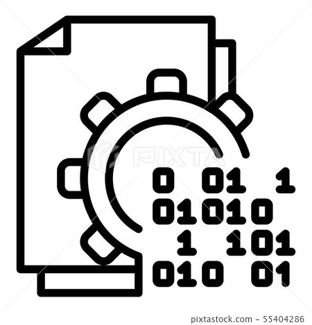 Malicious code in action icon, outline style Malicious code in action icon, outline style 55404286