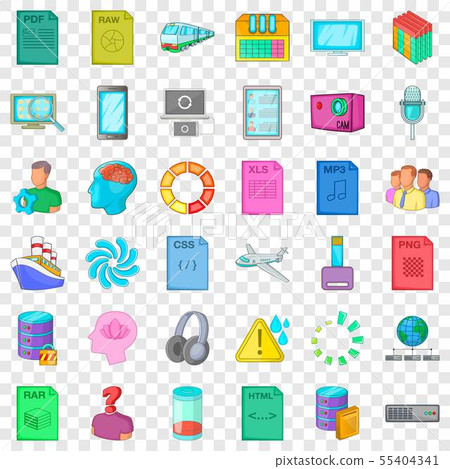Computer file icons set, cartoon style 55404341