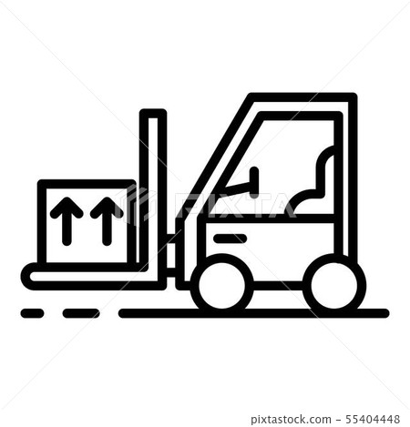 Forklift with goods icon, outline style Forklift with goods icon, outline style 55404448