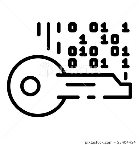 Selection of encryption key icon, outline style Selection of encryption key icon, outline style 55404454
