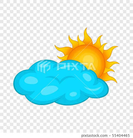 Sun behind clouds icon, cartoon style 55404465