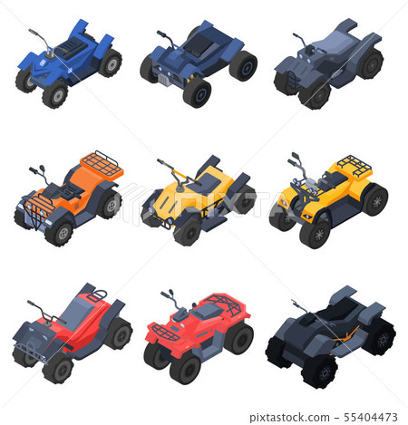 Quad bike icons set, isometric style 55404473