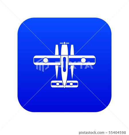Ski equipped airplane icon digital blue 55404598